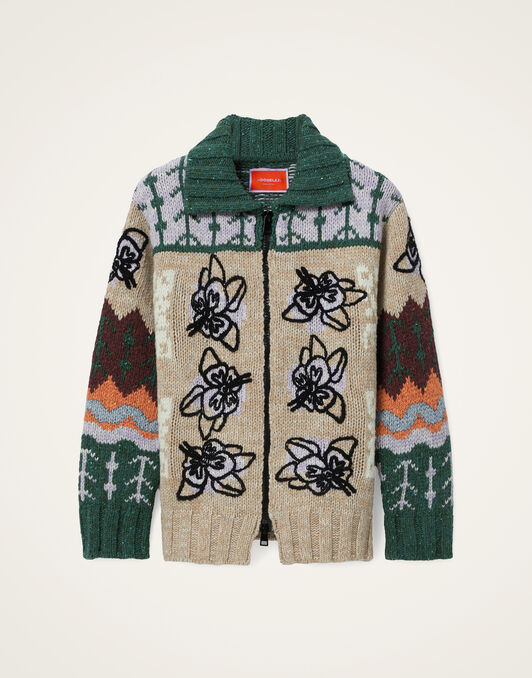 Chalet Cardigan La DoubleJ: Multicolor Camel & Lilac Chalet Cardigan La DoubleJ: Multicolor Camel & Lilac PUL0288KNI166