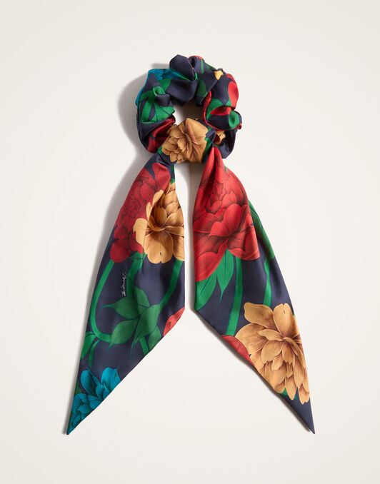 Bow Scrunchie La DoubleJ: Queen Peony Blue SCR0007SIL001