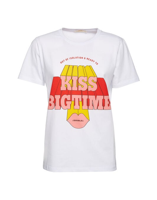 Slogan T-shirt La DoubleJ: Kiss Big Time Slogan T-shirt LaDoubleJ: Kiss Big Time SHI0031JER010