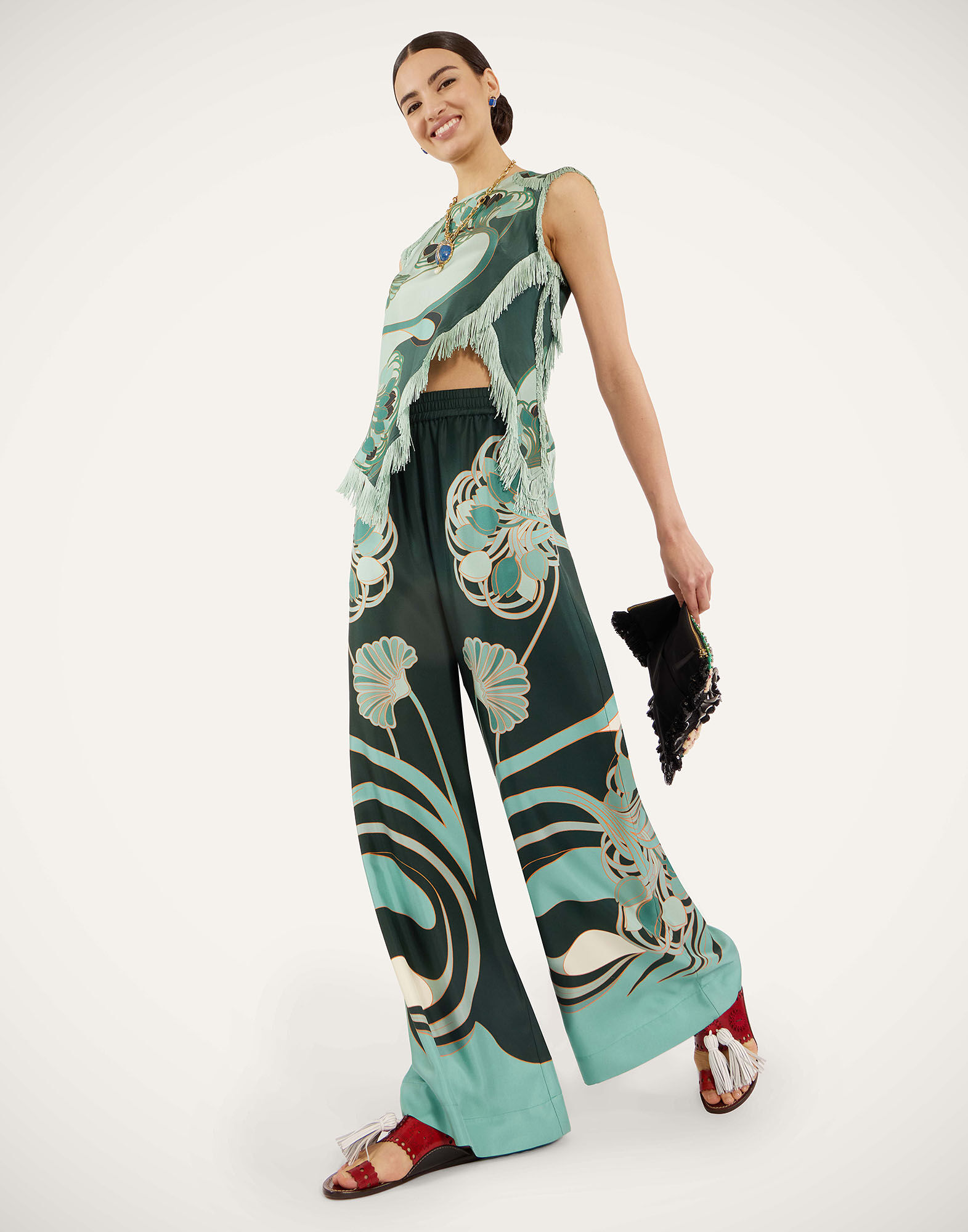 Palazzo Pants La DoubleJ: Blooming Tulip Placée Dark Green TRO0026SIL006