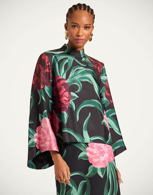 Make An Exit Top La DoubleJ: Peony Black TOP0179SIL001