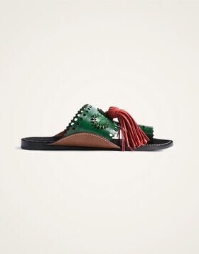 Sandy Slides La DoubleJ: Solid Dark Green SHO0114LEA014