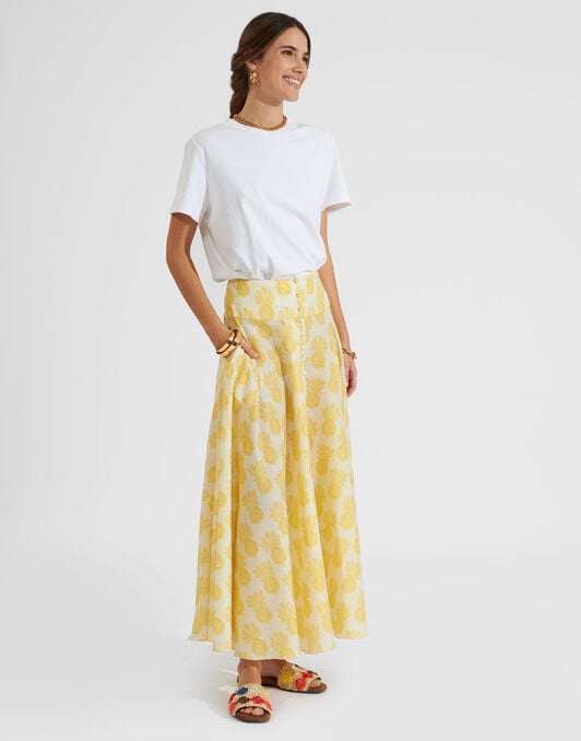 Ariel Skirt La DoubleJ: Pineapple Sunflower White Ariel Skirt La DoubleJ: Pineapple Sunflower White SKI0090SIL010