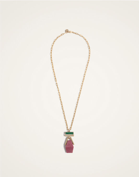 Bridge Portal Necklace La DoubleJ: 24K Gold Plate & Thulite NEC0045BRA003
