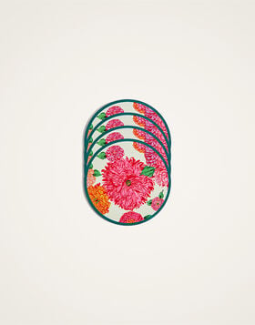 Disk Coasters Set Of 4 La DoubleJ: Bright Blooms Pink CST0009CRK001