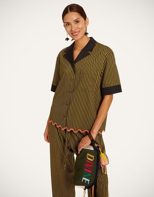 Boxy Shirt La DoubleJ: Pinstripe Green Boxy Shirt La DoubleJ: Pinstripe Green SHI0170VIS029