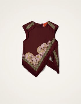 Scarf Top La DoubleJ: Kells Swirl Placée Burgundy TOP0160SIL006