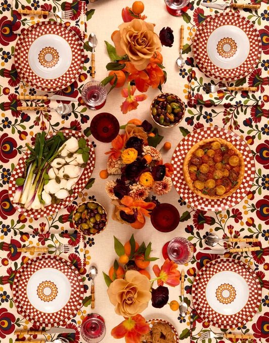 Large Tablecloth La DoubleJ: Windflower Placée Bordeaux TBC0018LIN008