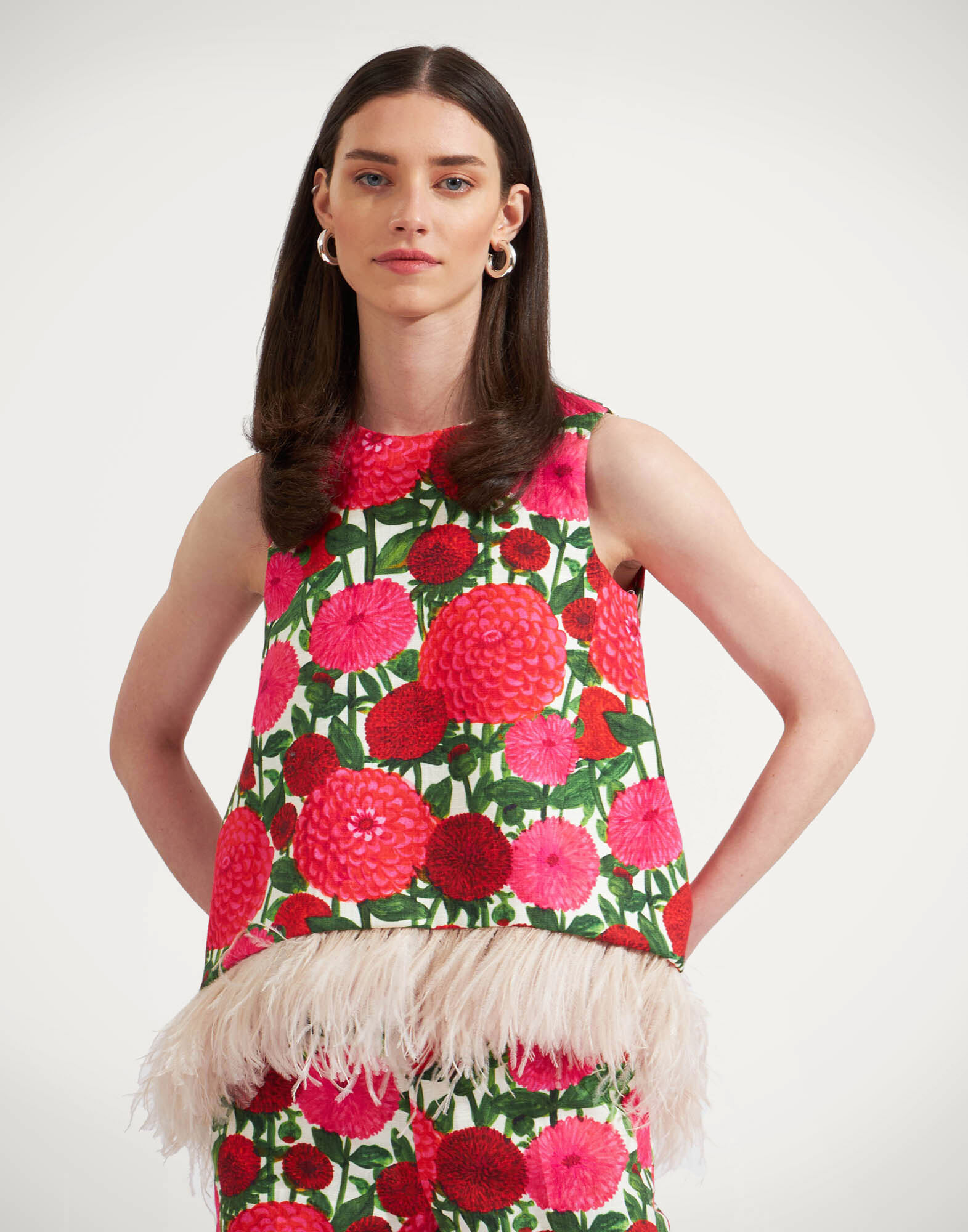La Scala Top (With Feathers) La DoubleJ: Pink Dahlias La Scala Top (With Feathers) La DoubleJ: Pink Dahlias TOP0013COT005