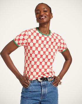 The Cu-Tee Crop La DoubleJ: La DoubleJ Monogram Red TSH0068JER076