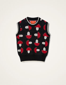 Fun-Guy Gilet La DoubleJ: Black & Red PUL0295KNI193