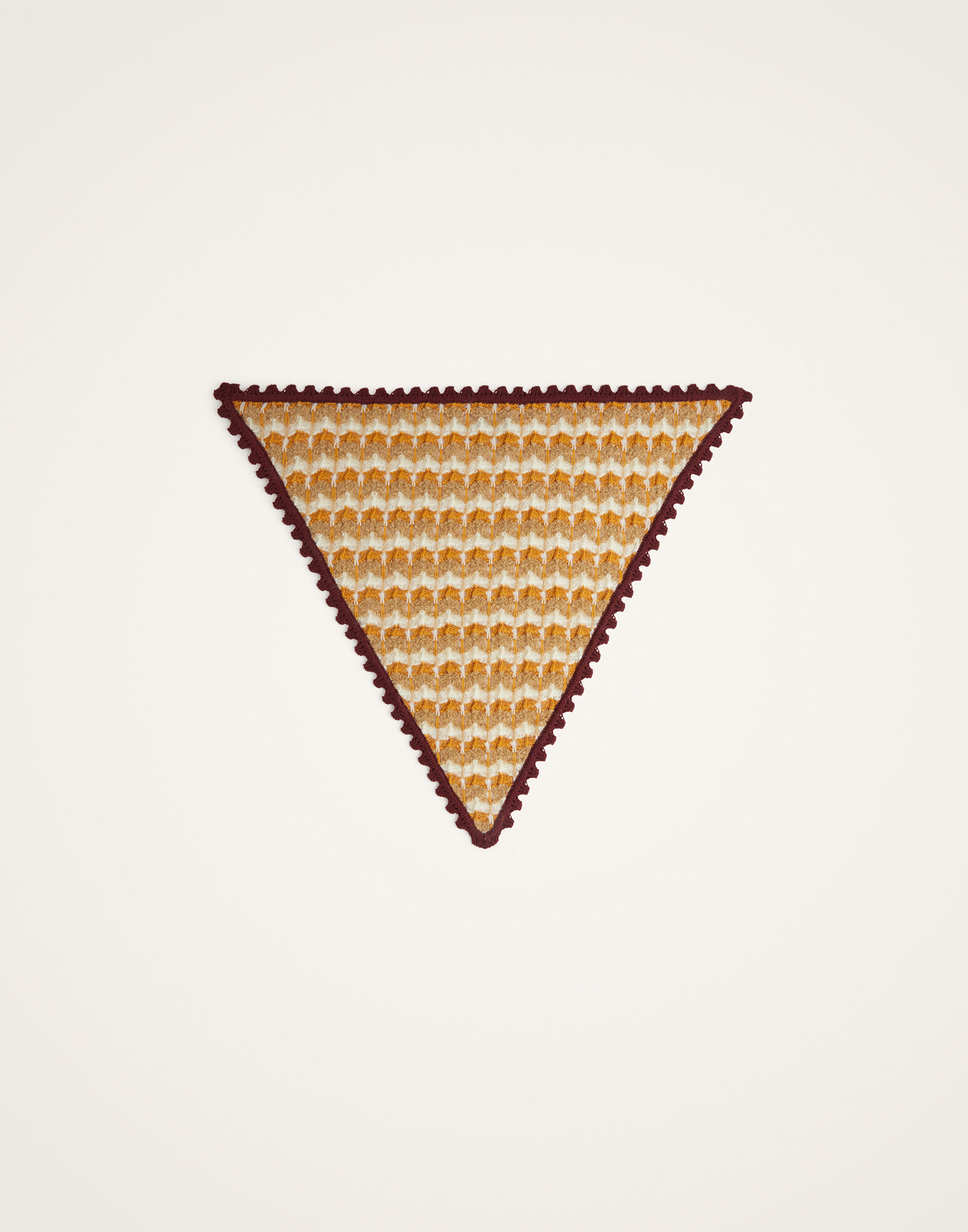 Crochet Triangle Scarf La DoubleJ: Multicolor Ocher & White Crochet Triangle Scarf La DoubleJ: Multicolor Ocher & White SCA0068KNI168