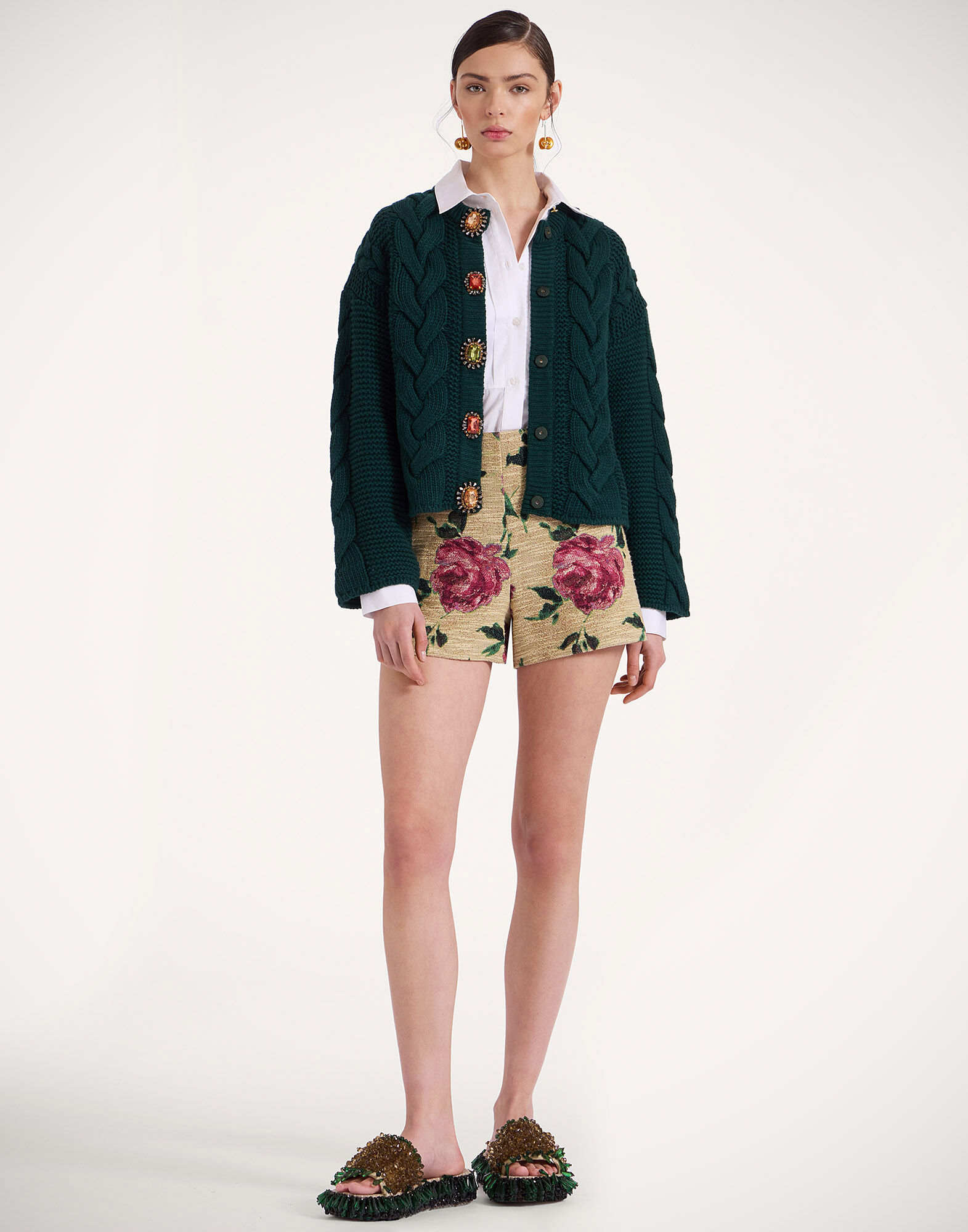 Portrait Cardigan La DoubleJ: Solid Green Portrait Cardigan La DoubleJ: Solid Green PUL0211KNI120
