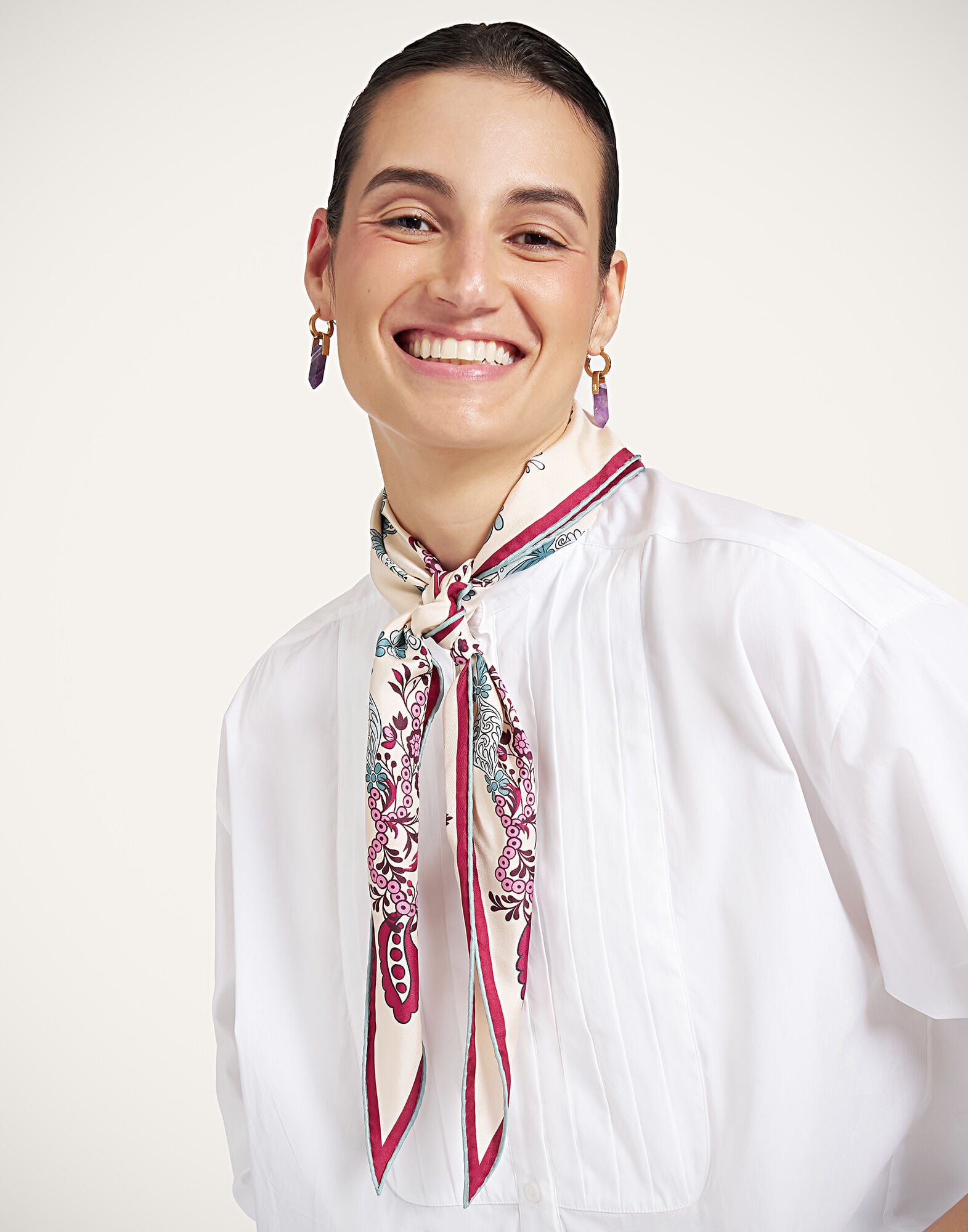 Diamond Scarf La DoubleJ: Wispy Placée Ivory Diamond Scarf La DoubleJ: Wispy Placée Ivory SCA0105SIL006
