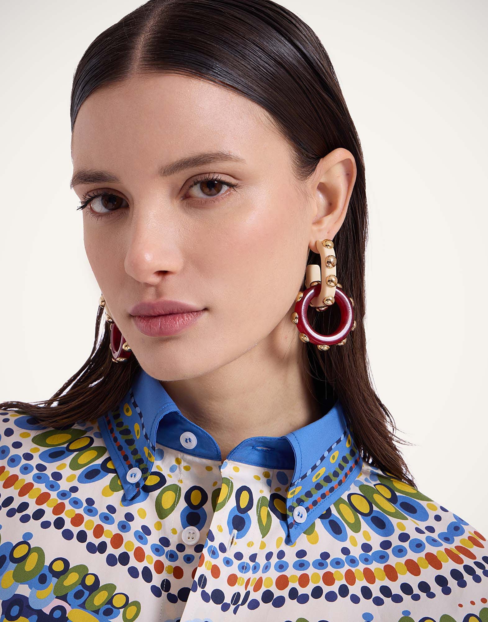 Double Hoop Earrings La DoubleJ: Solid Burgundy Double Hoop Earrings La DoubleJ: Solid Burgundy EAR0048POL004