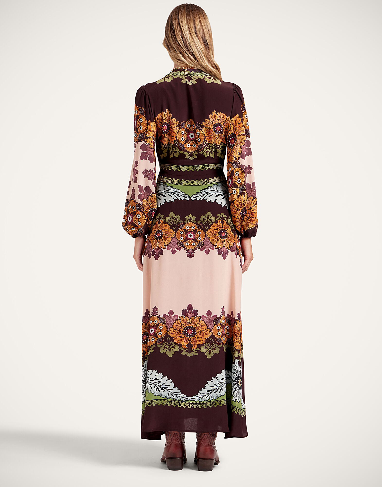 Long Camerino Dress La DoubleJ: Bounty Placée Burgundy DRE0720CRE002