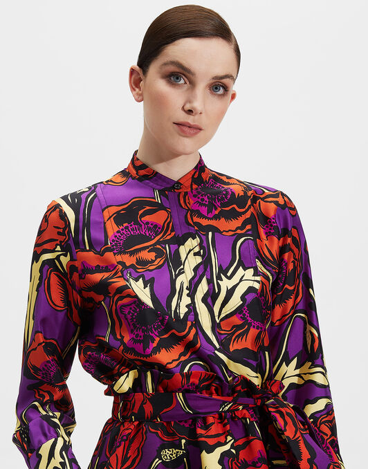 Portofino Shirt LaDoubleJ: Big Blooms Viola SHI0046SIL001