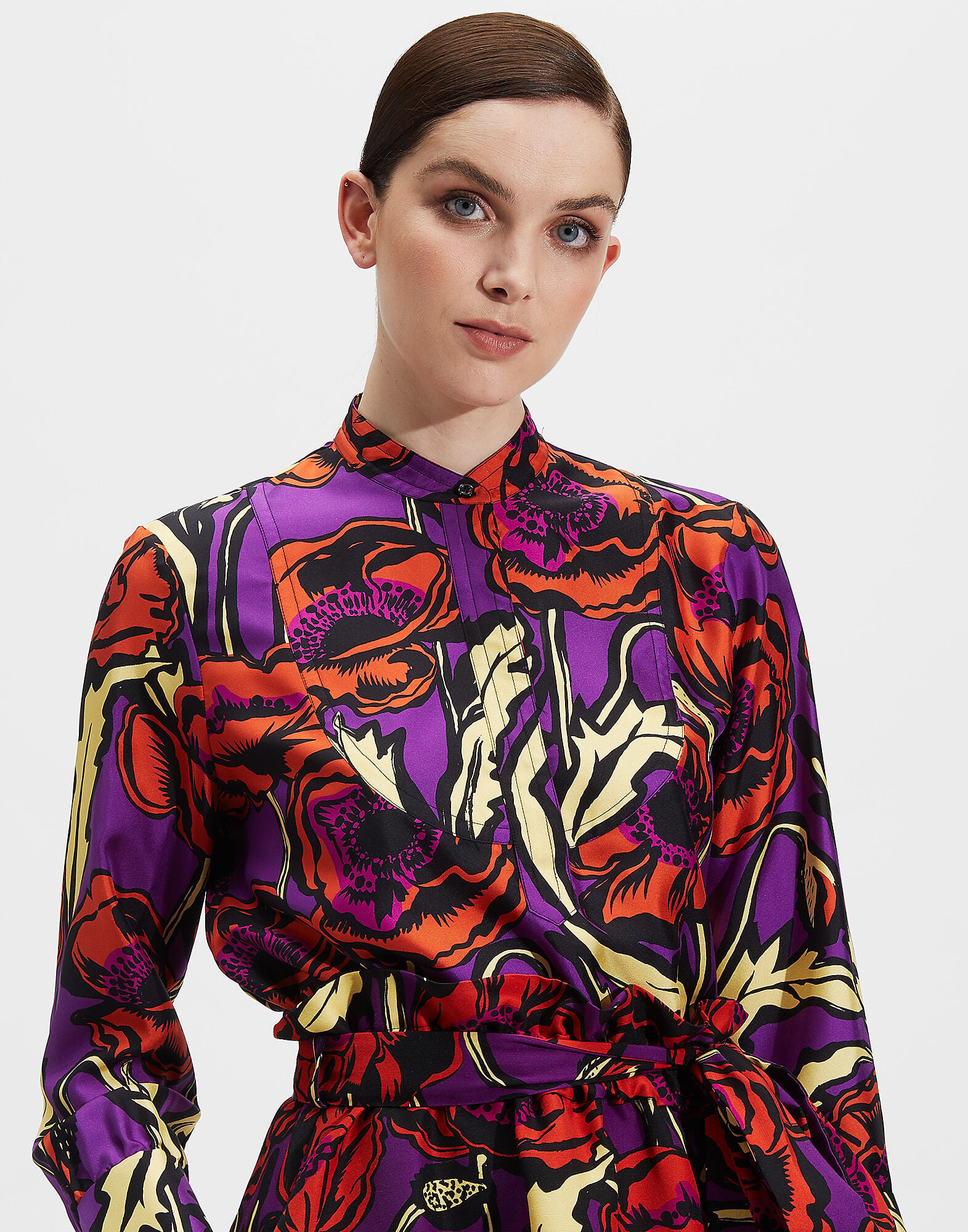 Portofino Shirt LaDoubleJ: Big Blooms Viola SHI0046SIL001