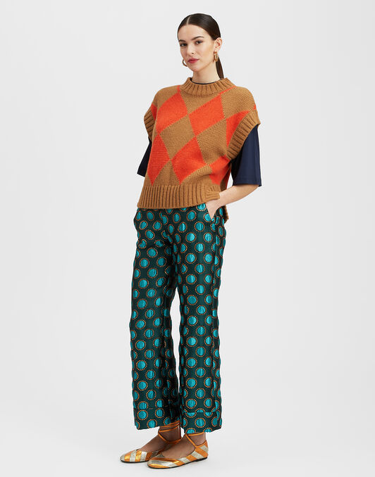 Argyle Gilet La DoubleJ: Camel / Orange Argyle Gilet La DoubleJ: Camel / Orange TOP0077KNI064