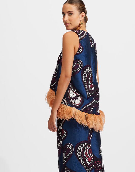 La Scala Top (With Feathers) La DoubleJ: Paisley Blu La Scala Top (With Feathers) La DoubleJ: Paisley Blu TOP0140JCQ088