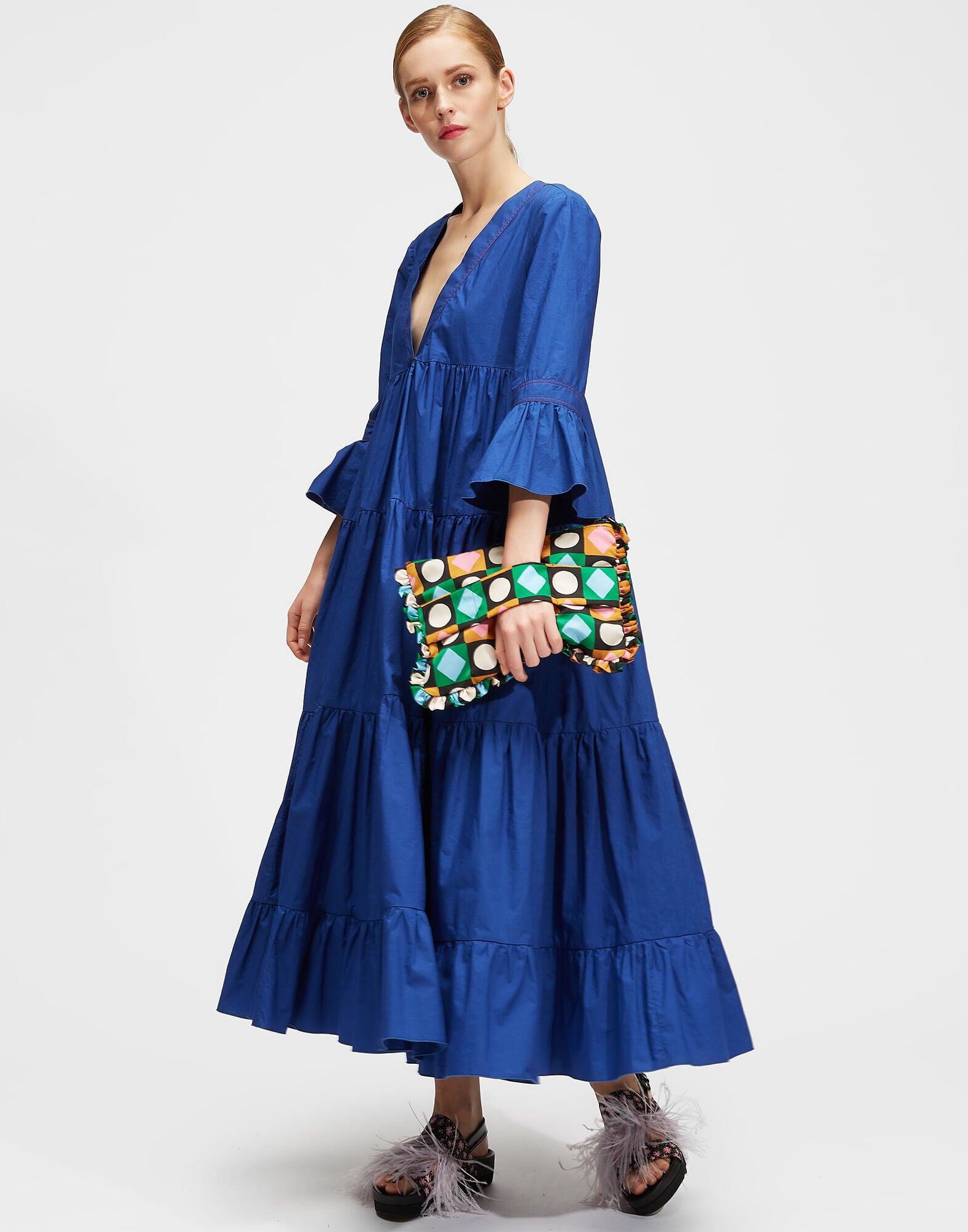 Jennifer Jane Dress La DoubleJ: Solid Blue Jennifer Jane Dress LaDoubleJ: Solid Blue DRE0114COT001