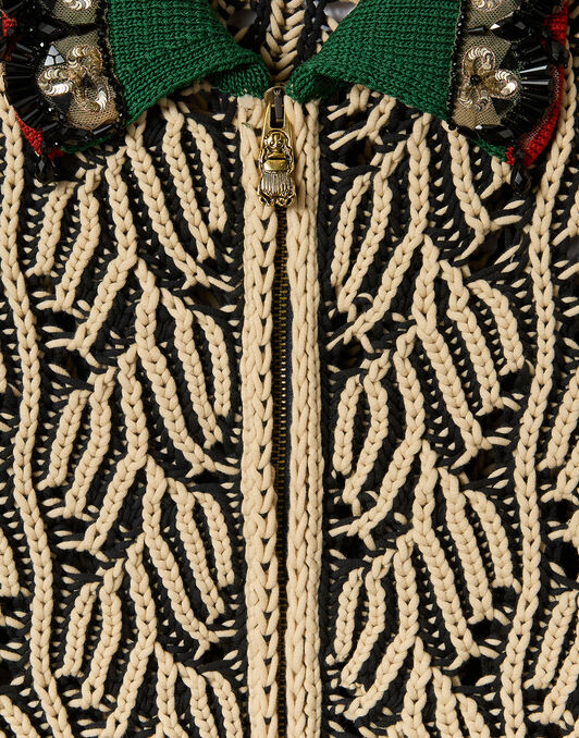 Picture Cardigan La DoubleJ: Bicolor Black & Beige Picture Cardigan La DoubleJ: Bicolor Black & Beige PUL0370KNI198