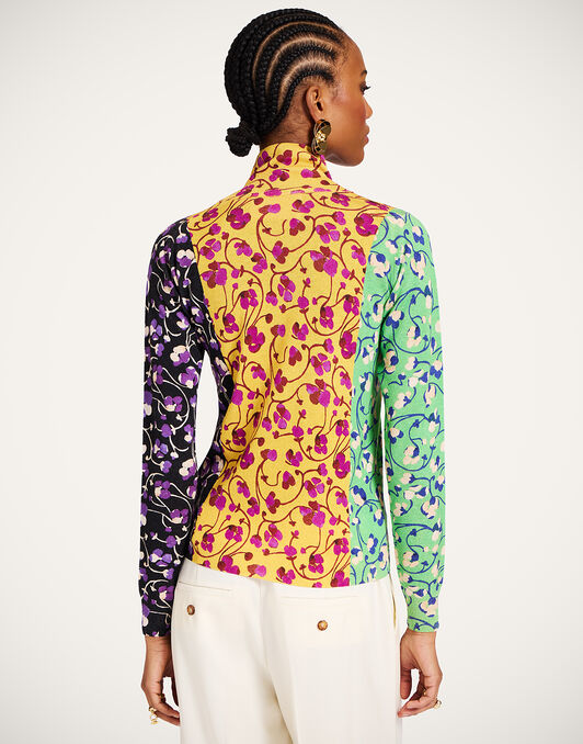 Silky Turtleneck La DoubleJ: Honeysuckle Tricolor Yellow PUL0302KNI172
