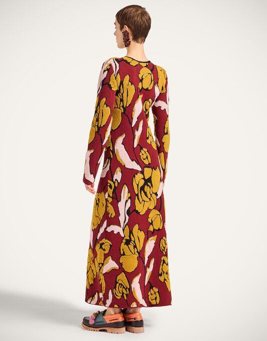 Knit Swing Dress La DoubleJ: Multicolor Burgundy Knit Swing Dress La DoubleJ: Multicolor Burgundy DRE1007KNI189