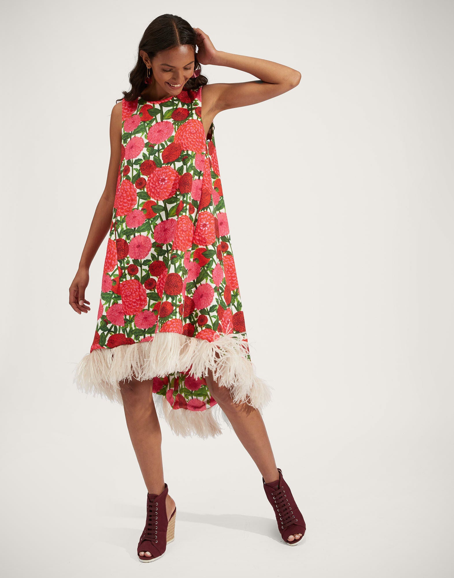 La Scala High Dress (With Feathers) La DoubleJ: Pink Dahlias La Scala High Dress (With Feathers) La DoubleJ: Pink Dahlias DRE0211COT005
