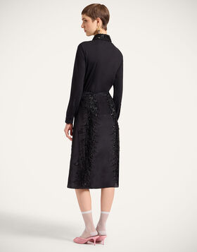Scarf Skirt La DoubleJ: Solid Black SKI0186EMB146