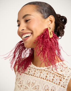 Ostrich Earrings La DoubleJ: Resin And Ostrich Feathers EAR0083POL022