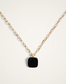 Soul Pendant Necklace La DoubleJ: 24k Gold Plate & Onyx Soul Pendant Necklace La DoubleJ: 24k Gold Plate & Onyx NEC0017BRA003