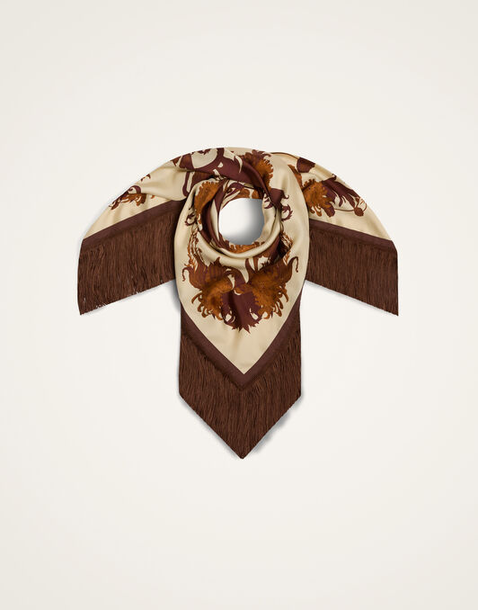 Reversible Fringe Foulard 90 La DoubleJ: Coven Placée Buttercream Reversible Fringe Foulard 90 La DoubleJ: Coven Placée Buttercream SCA0073SIL006
