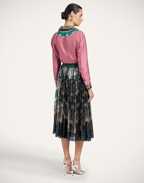 Accordion Skirt La DoubleJ: Frills Placée Dark Green SKI0183PAI023