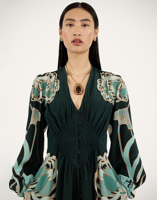 Long Camerino Dress La DoubleJ: Blooming Tulip Placée Dark Green Long Camerino Dress La DoubleJ: Blooming Tulip Placée Dark Green DRE0720CRE002