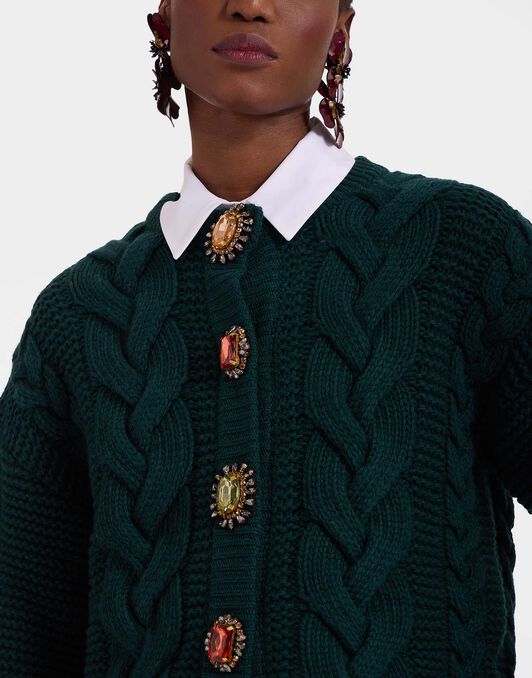 Portrait Cardigan La DoubleJ: Solid Green Portrait Cardigan La DoubleJ: Solid Green PUL0211KNI120