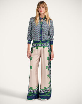 Palazzo Pants La DoubleJ: Mariposa Placée Green TRO0026SIL006