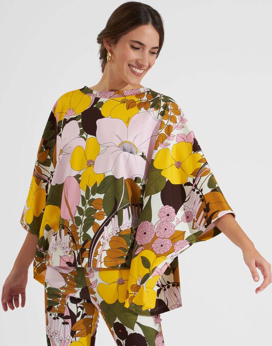Meditation Poncho La DoubleJ: Big Flower Rose Meditation Poncho La DoubleJ: Big Flower Rose TOP0055INT001