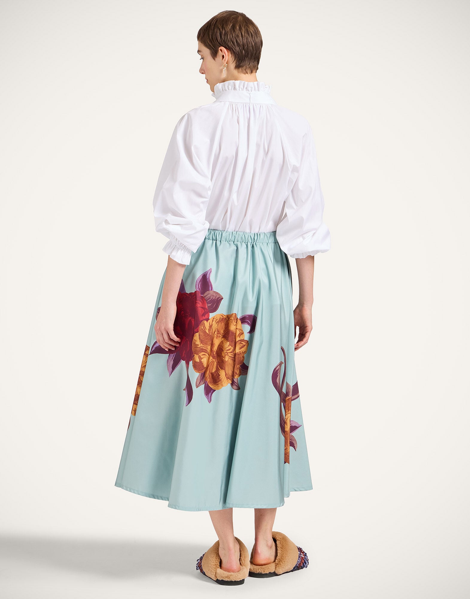 Drawstring Skirt La DoubleJ: Peony Placée Light Blue Drawstring Skirt La DoubleJ: Peony Placée Light Blue SKI0106SIL006