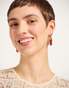 Pillar Earrings La DoubleJ: 24K Gold Plate & Red Agate EAR0059BRA003