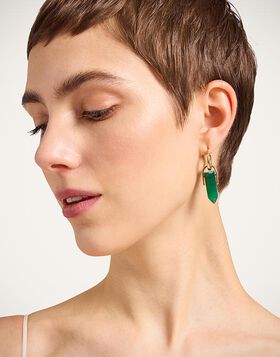Pillar Earrings La DoubleJ: 24K Gold Plate & Aventurine EAR0059BRA003