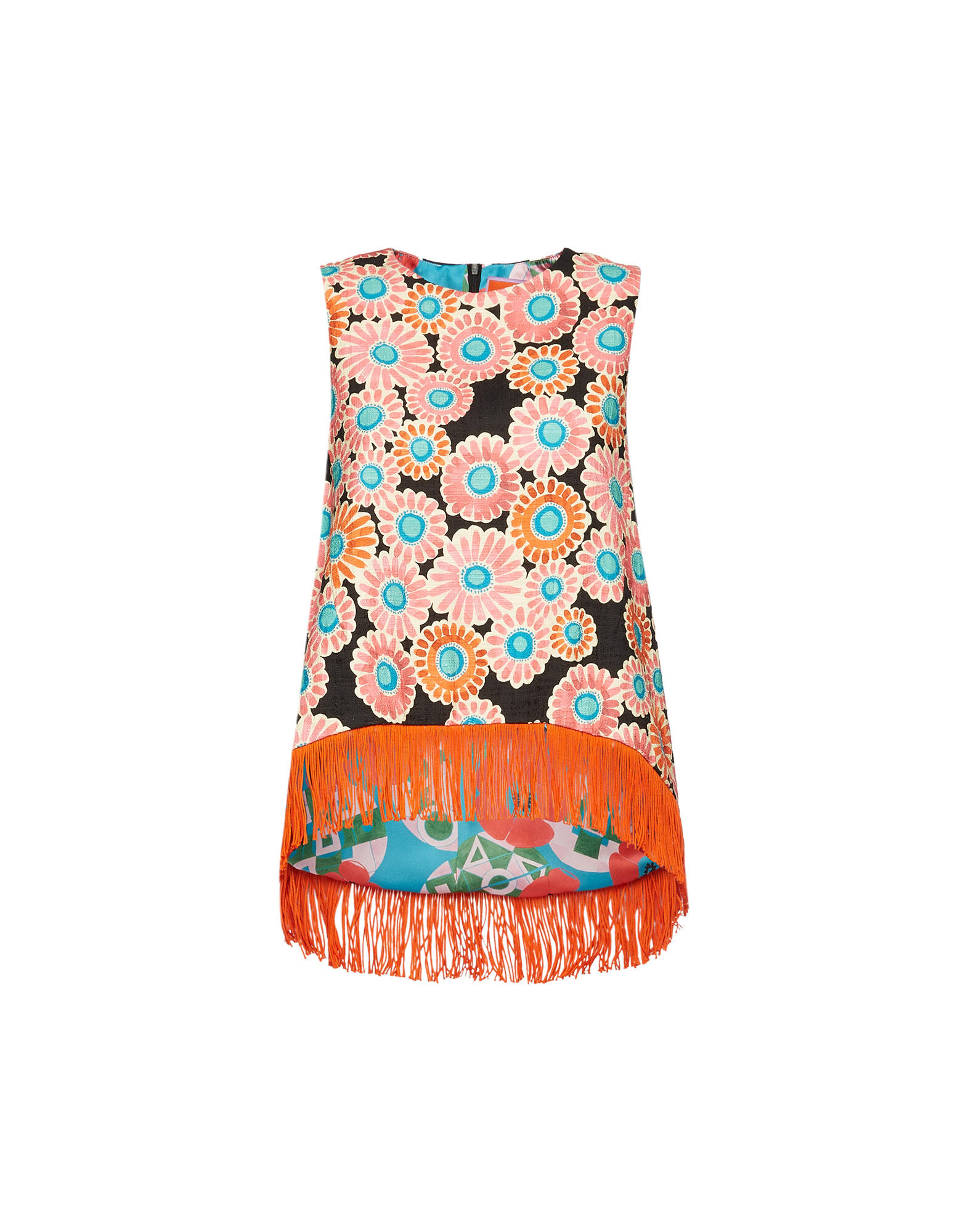 La Scala Top (With Fringes) La DoubleJ: Crazy Daisy Black TOP0062COT005
