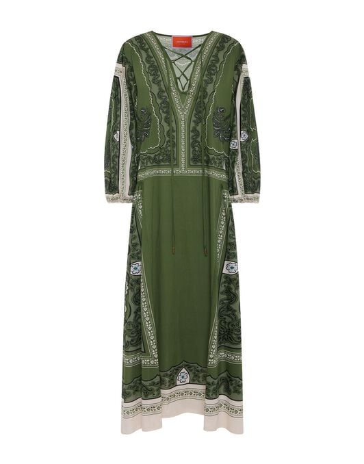 Viviana Dress La DoubleJ: Mirage Placée Green Viviana Dress La DoubleJ: Mirage Placée Green DRE0716COT056