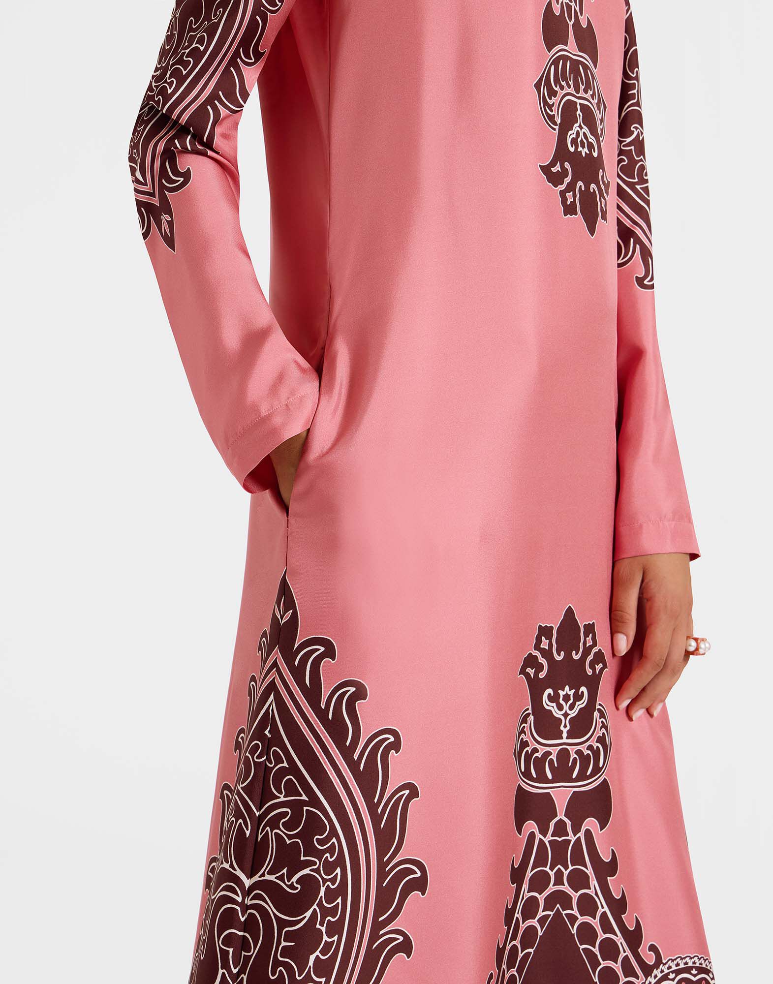 Long Sleeve Swing Dress La DoubleJ: Oltrarno Placée Pink DRE0231SIL006