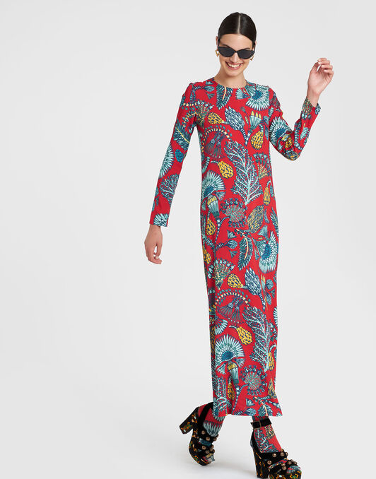 Long Sleeve Swing Dress La DoubleJ: Sicomore Red Long Sleeve Swing Dress La DoubleJ: Sicomore Red DRE0184VIS001