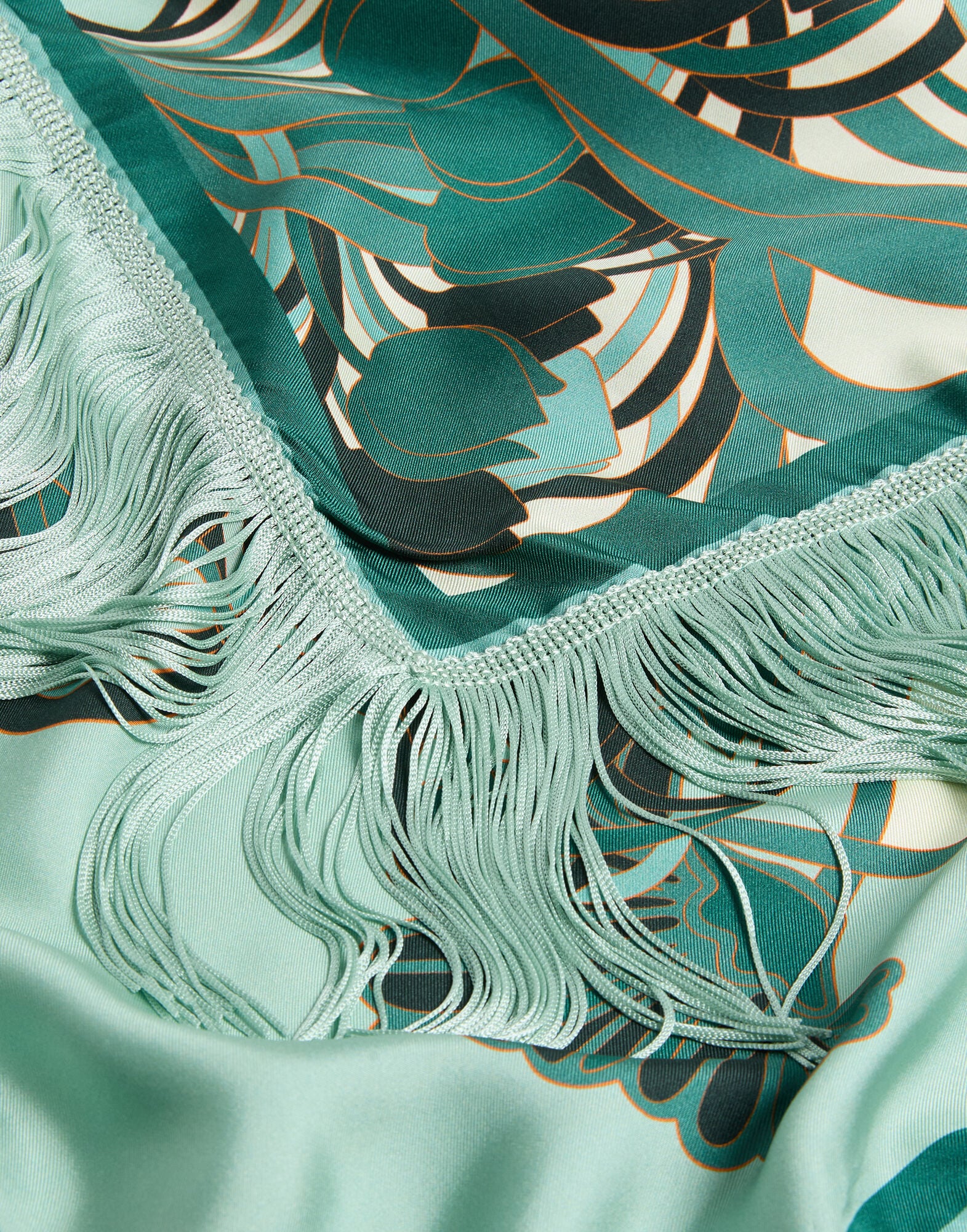 Reversible Fringe Foulard 90 La DoubleJ: Blooming Tulip Placée Mint Reversible Fringe Foulard 90 La DoubleJ: Blooming Tulip Placée Mint SCA0073SIL006