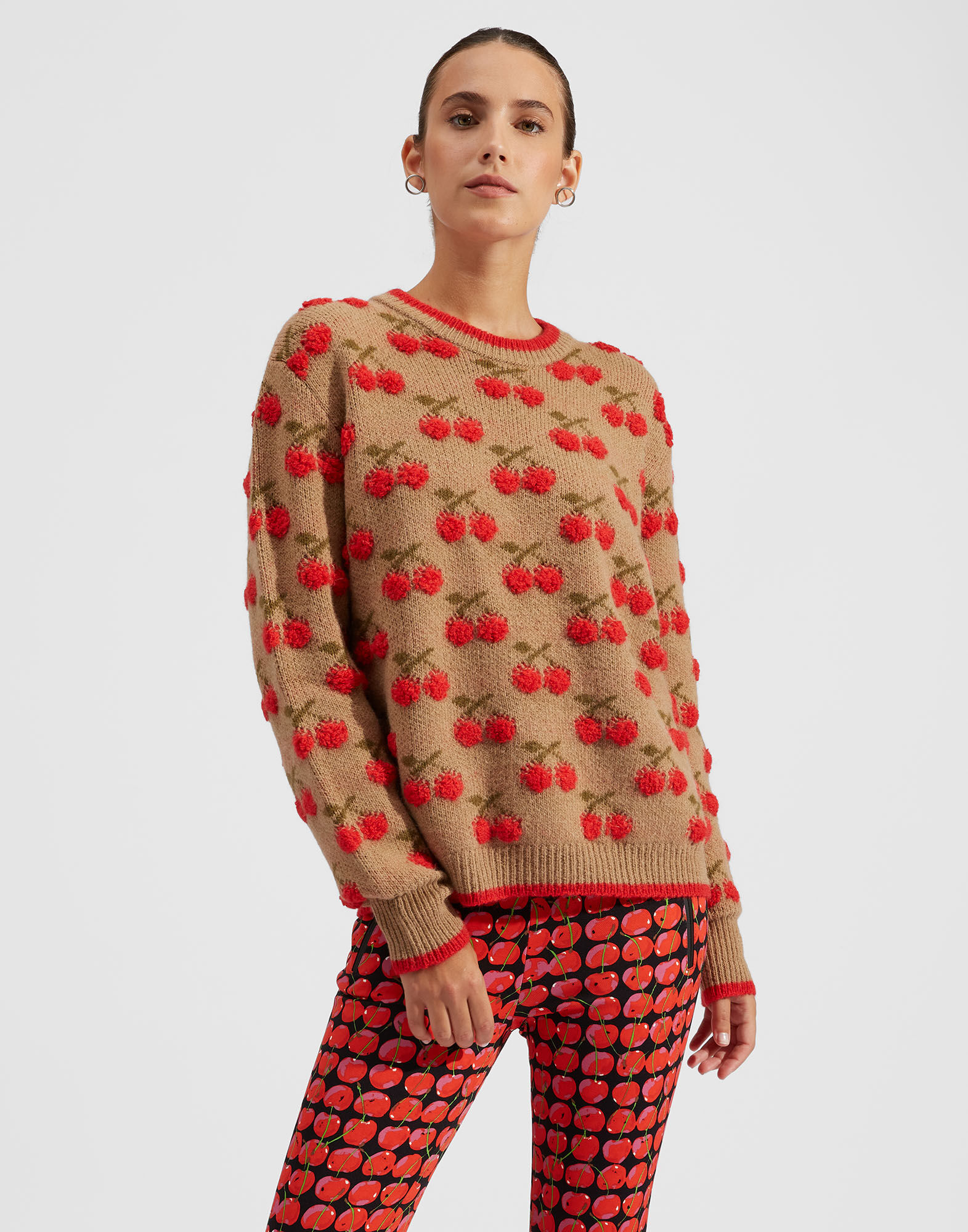 Cherry Sweater La DoubleJ: Camel/Red Cherry Sweater La DoubleJ: Camel/Red PUL0103KNI092