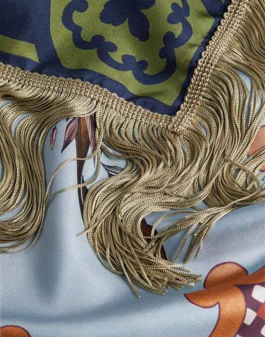 Reversible Fringe Foulard 90 La DoubleJ: Mariposa Placée Celeste Reversible Fringe Foulard 90 La DoubleJ: Mariposa Placée Celeste SCA0073SIL006