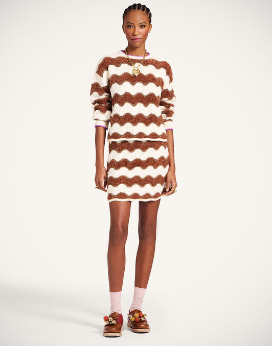 Hang Ten Skirt La DoubleJ: Color Block White & Brown SKI0182KNI183
