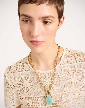 Portal Necklace La DoubleJ: 24K Gold Plate & Amazonite NEC0021BRA003
